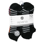 Wholesale - 10pk MENS APANA BLK HALF CUSHION SPORT NS SOCKS SIZE 10-13 C/P 36, UPC: 194382055953
